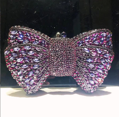 Rhinestone Green/Black Clutch Purse Bow Luxury Diamond Evening Clutches Wedding Bridal Bag