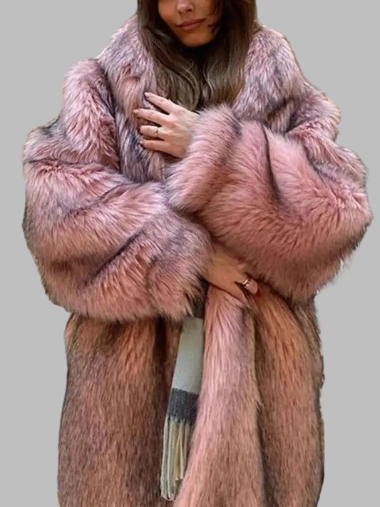 Tide Faux Fur Coat European Style Hooded Loose All Match Warm Cardigan Jacket