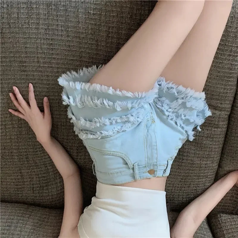 Female Short High Waist Denim Shorts Classic Y2k for Summer