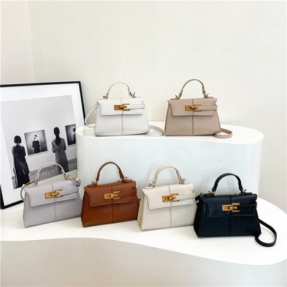 Luxury Trapezoidal Clutch Bag Hardware Lock Design Square Shoulder Handbag