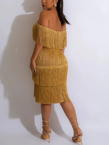 Unique Y2K Sleeveless Backless Mini Dress Suitable for Women's Elegant Tassel Dinner Dress