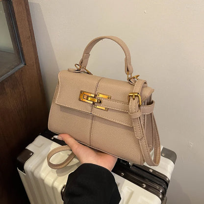 Luxury Trapezoidal Clutch Bag Hardware Lock Design Square Shoulder Handbag