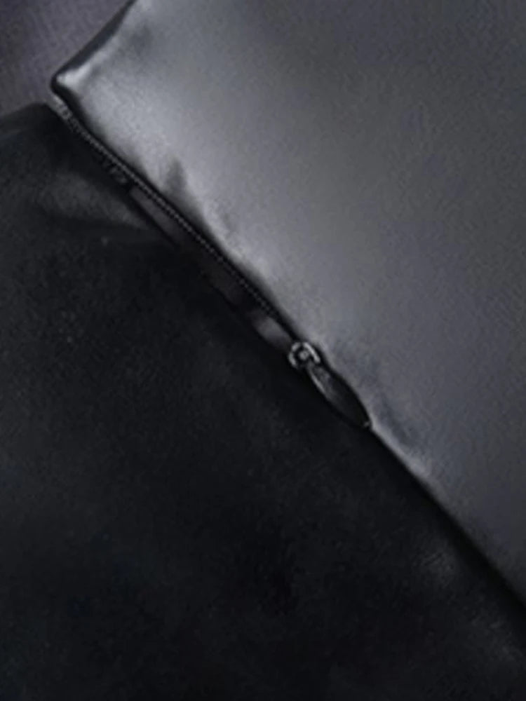 Elegant PU Leather Pencil Midi Skirts Women Slim High Waist Black Skirts