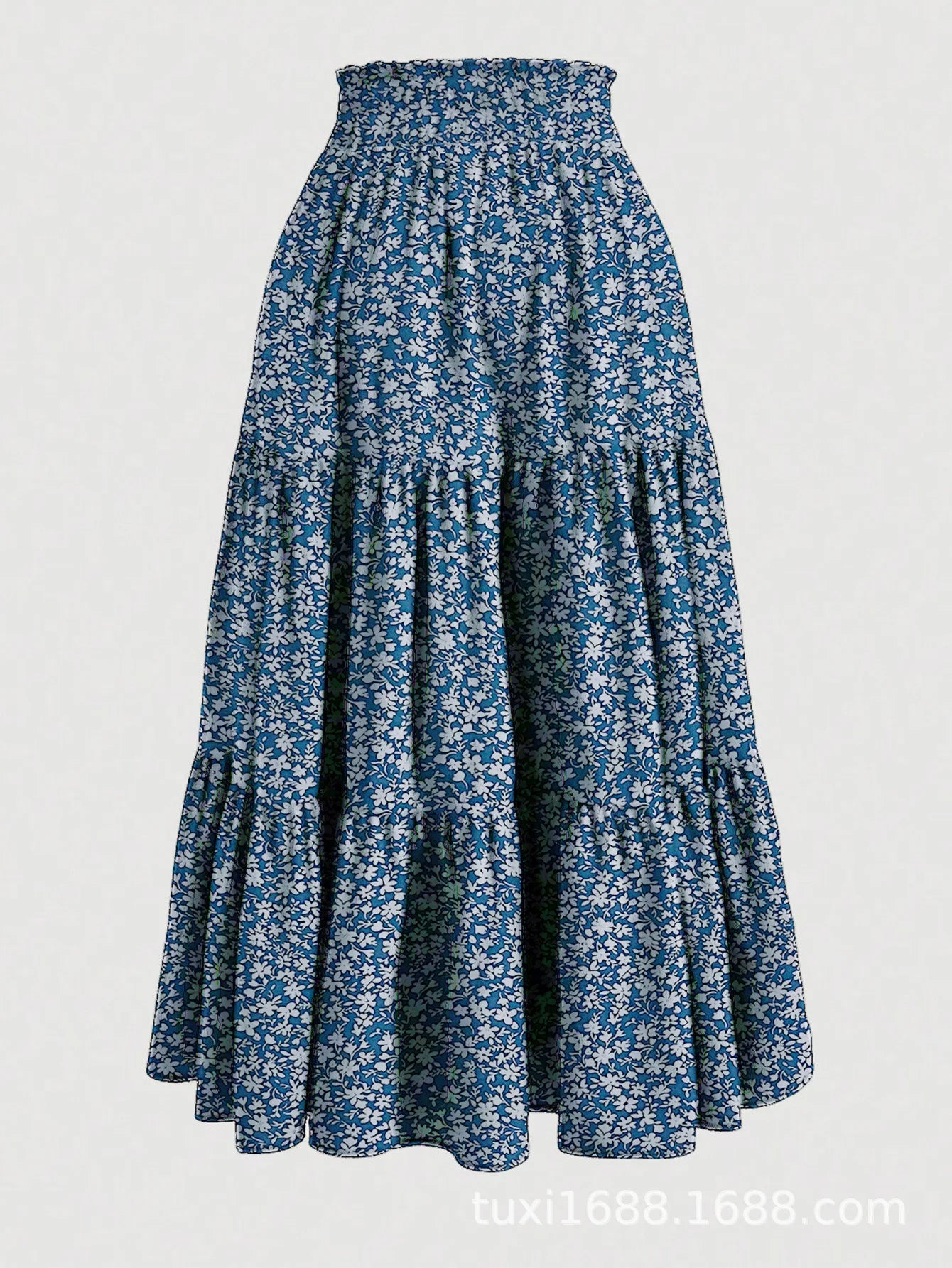 Women's Patchwork Solid Color Loose Skirt; Commuting Casual Cake Skirt; Elastic Waist Elegant Skirt