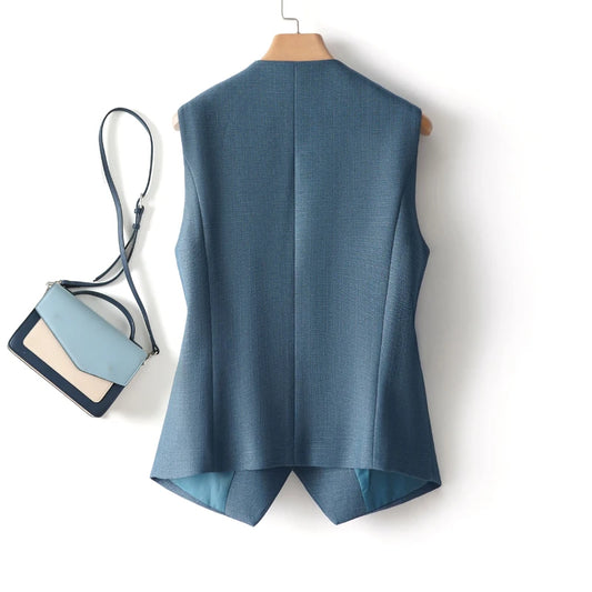 Single-Breasted Vest Top Slim Thin Short Waistcoat V-Neck Tops Outwear