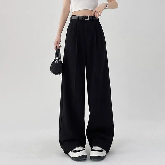 Wide-Legged Trousers High Waist Elegant Drape for Women