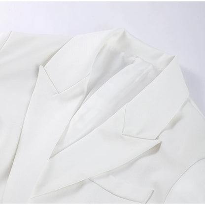 Elegant Blazer Pants Sets Women V-neck Lace up Jacket Full Sleeve Wide Leg Trousers Suit