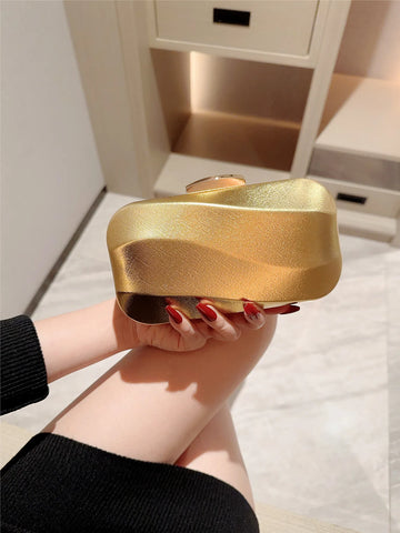 High-End Textured Square Box-Shaped Evening Bag Clutch Bag Chain Bag Evening Dress Bag Wedding Bag