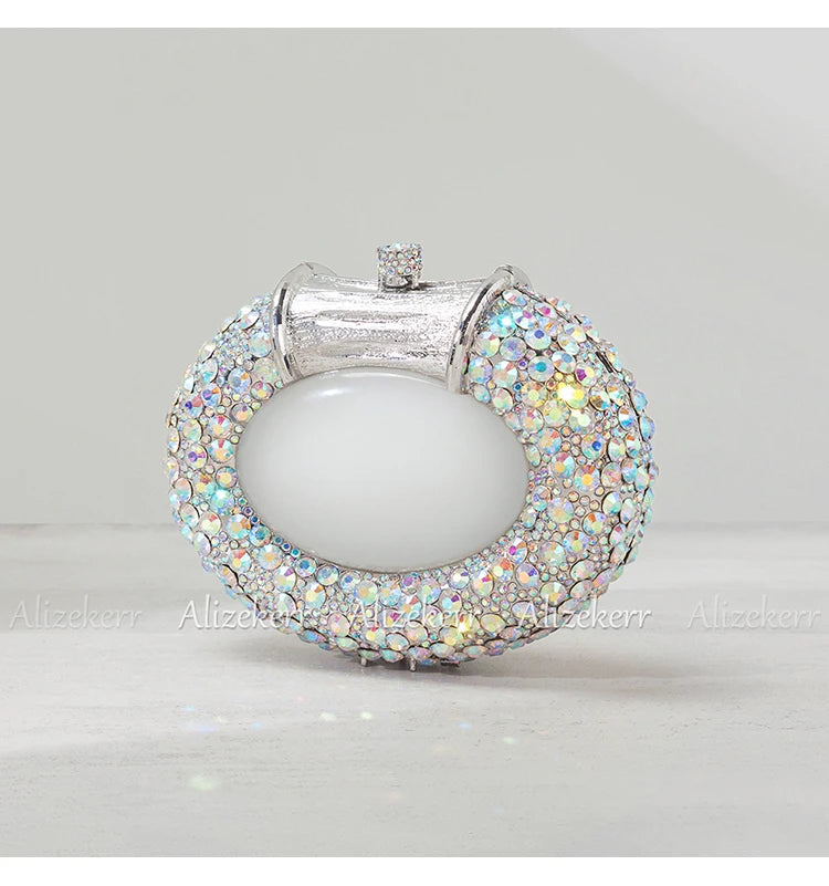 Oval Shaped Crystal Evening Bag Women Boutique Gorgeous Classy Diamond Clutch Purses And Handbags Bridal Wedding Party