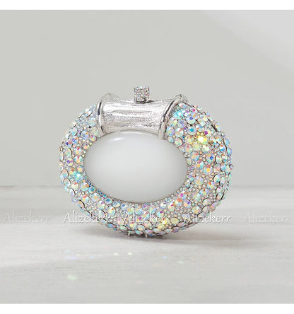 Oval Shaped Crystal Evening Bag Women Boutique Gorgeous Classy Diamond Clutch Purses And Handbags Bridal Wedding Party