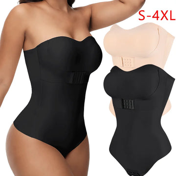 Removable Strap Women Tummy Control Shapewear Thong Front Closure Butt Lifter Removable Strap Padded Full Body Shaper