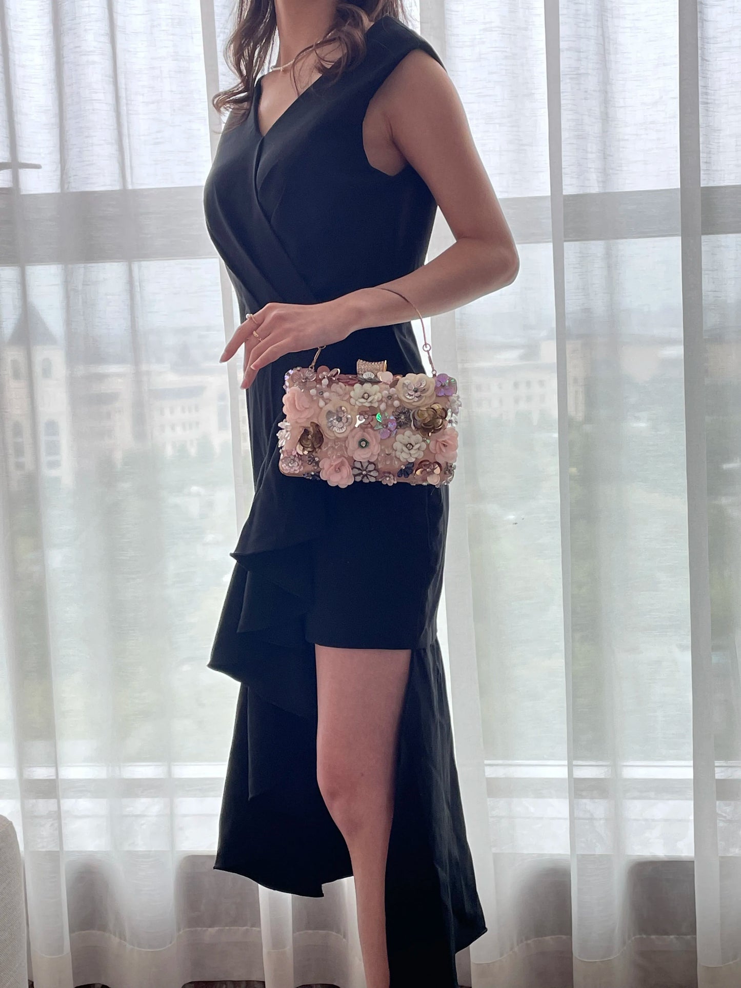 Women Multicolored Flower Evening Clutch Floral Bag