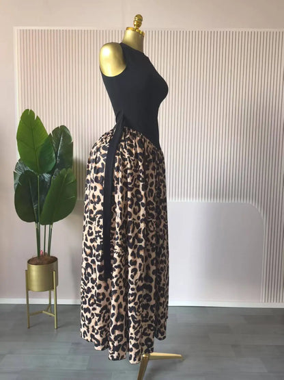 Sleeveless ashes Maxi Dress Printed Patchwork Tank Long Maxi Dress