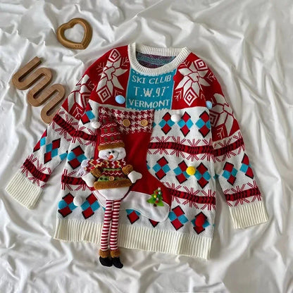 Christmas Style Pullover Sweater Women Y2K Crew Neck Couples Knit Sweater