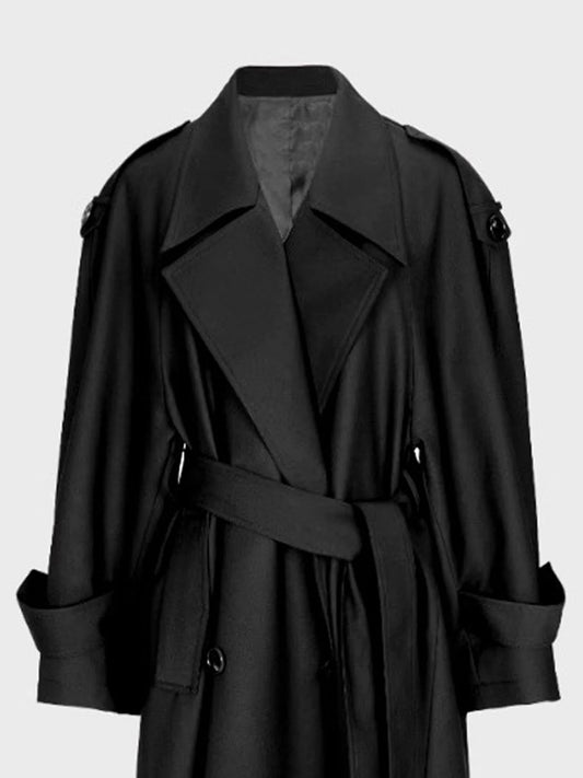 Oversized Trench Coat for Women Double Breasted Elegant Luxury Overcoat