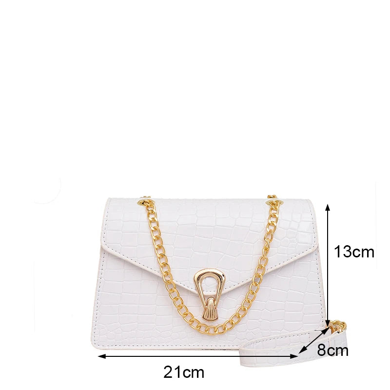 Crocodile Pattern Shoulder Bags For Women Chains Square Bag Crossbody Handbag