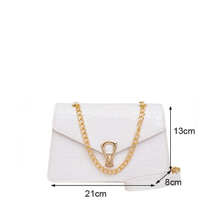 Crocodile Pattern Shoulder Bags For Women Chains Square Bag Crossbody Handbag