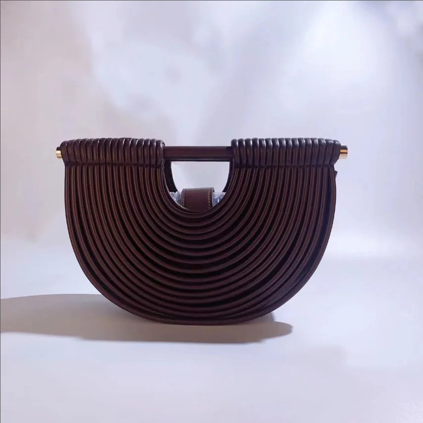 Gold Luxury Designer Brand Handwoven Noodle Bags Half Round Silver Evening Clutch