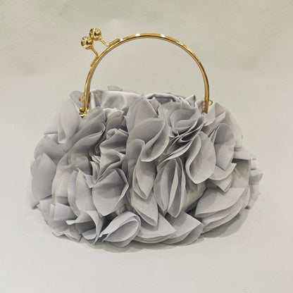 Red/White Bridal Flower Evening Clutch Bag Floral Wedding Party Purses