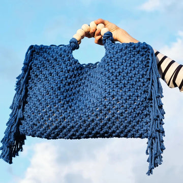 Handbags For Women Luxury Designer Knit Tassel Trim Decoration Wooden Beaded Handbag