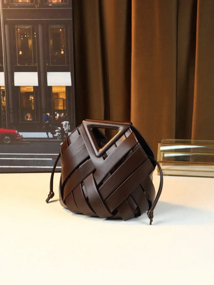 Woven Design Women Handbag, Tote Basket Bag, High-End Inverted Triangle Shaped Handbag