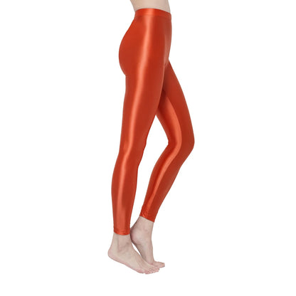 Womens Satin Glossy Sexy Opaque Pants Shiny Oil Wet look Tights Leggings M-3XL