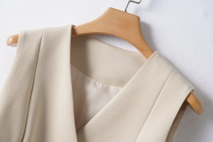 Short Vest Top Women's Diagonal Button Versatile Workplace Elegant Vest Jacket Top