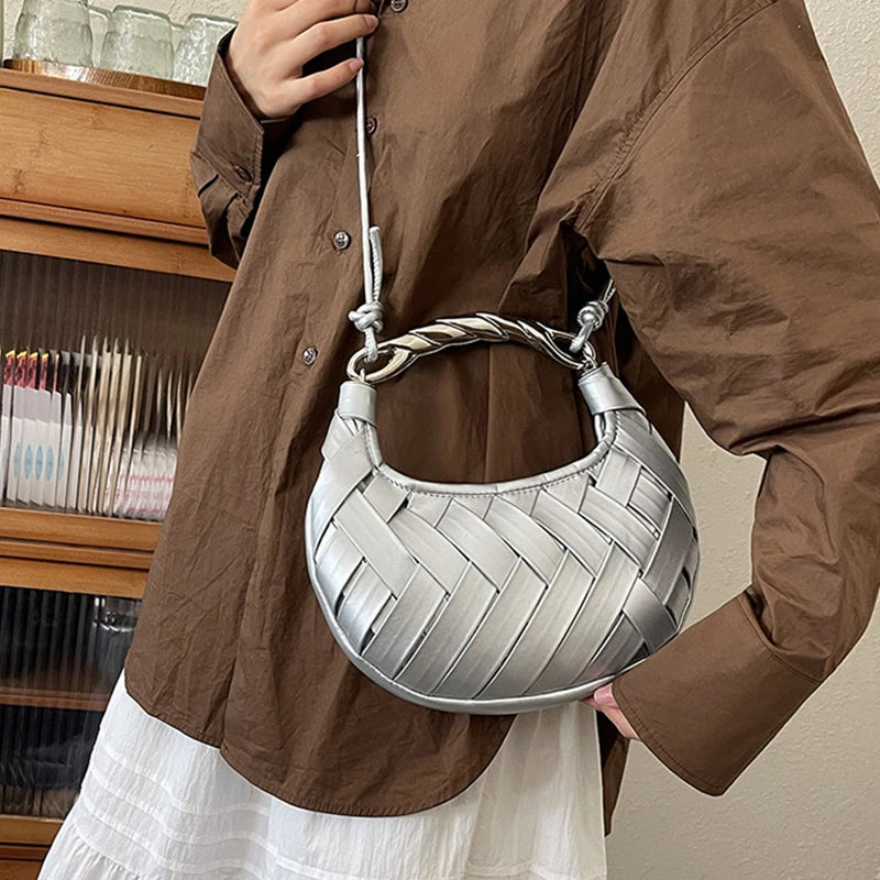 Woven Bird's Nest Bag Brand Creative Design Dumpling Shape Comfortable Fabric Commuter Shoulder Messenger Bag