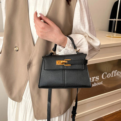 Luxury Trapezoidal Clutch Bag Hardware Lock Design Square Shoulder Handbag