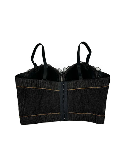Women Denim Tank Tops Sexy Cowboy Bra Top Vest Corset Crop Top