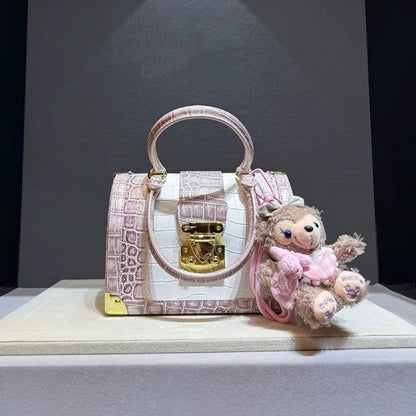 Luxury Designer Brand New High Quality Alligator Lock Box Handbag Crossbody