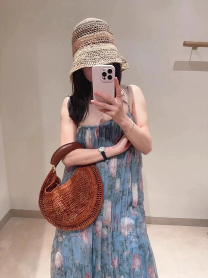 Classic Beach Straw Woven Bags For Women Luxury Designer Handbag