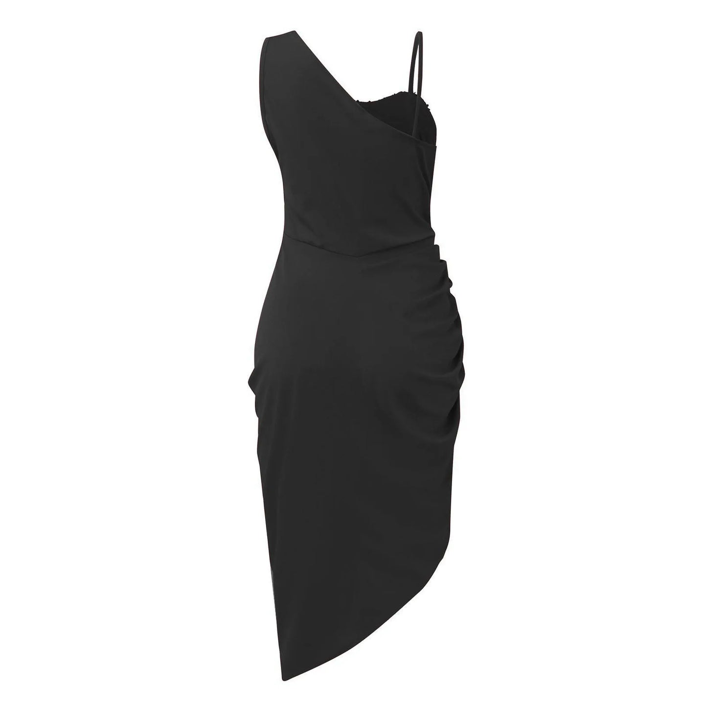 Women's Solid Color Sexy Slit Maxi Smocked One Shoulder Evening Dress
