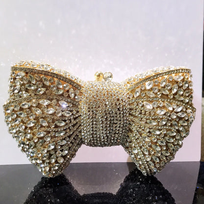 Rhinestone Green/Black Clutch Purse Bow Luxury Diamond Evening Clutches Wedding Bridal Bag