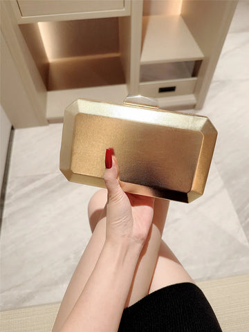 Metal Buckle Clutch Bag Square Box Bag Crossbody Chain Evening Bag