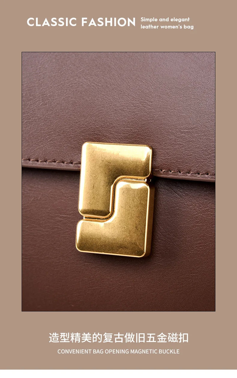 Genuine Leather Women Crossbody Bag Luxury Design Small Square Bag Cowhide Women's Bag