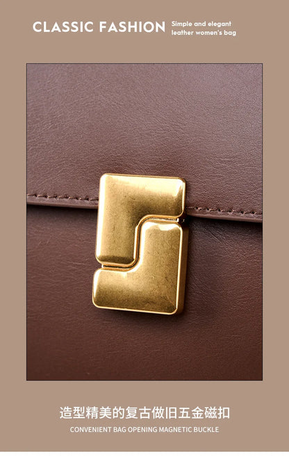 Genuine Leather Women Crossbody Bag Luxury Design Small Square Bag Cowhide Women's Bag