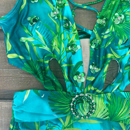 Women Swimsuit With Skirt High Waist Swimwear Cover-up Female Skirts Fashion Printed Dress Beachwear