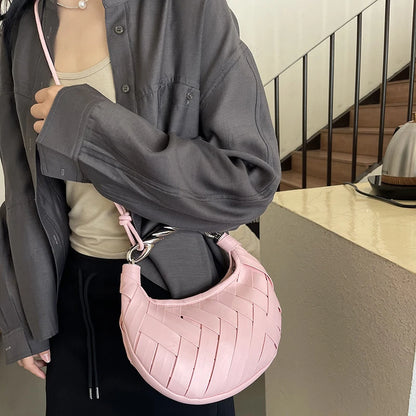 Woven Bird's Nest Bag Brand Creative Design Dumpling Shape Comfortable Fabric Commuter Shoulder Messenger Bag