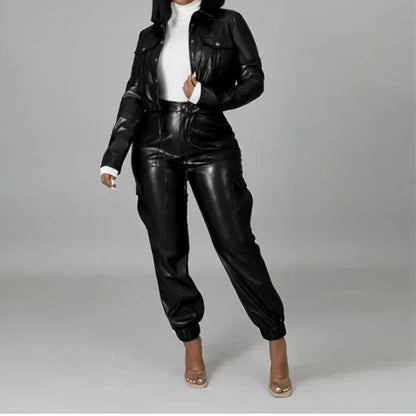 Pants Sets Two Piece Long Sleeve Cardigan Hidden Breasted Solid Zipper Fly Pencil Pants Slim Fit