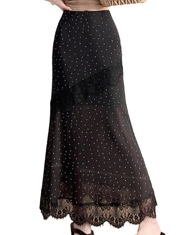 Polka Dot Lace Skirt Printed Women's Wrap Skirts for Women