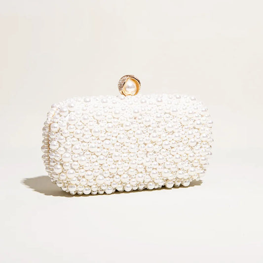 Women Pearl Clutches Bag Noble Crystal Beaded Evening Bag Wedding Clutch Purse