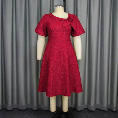 Women Plus Size Jacquard Dress A-Line Party Banquet Dress Cocktail Dress