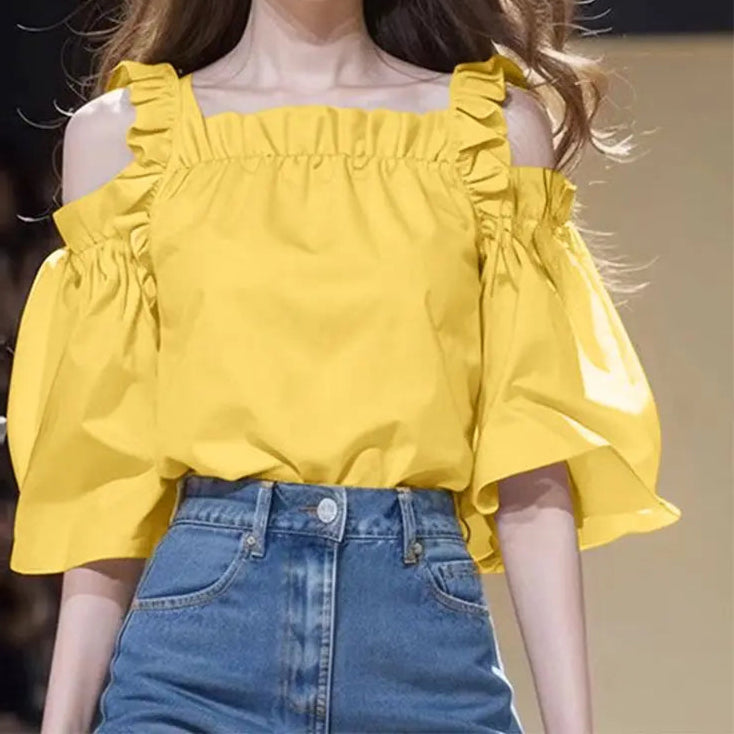 Oversized Women Blouse Summer Off Shoulder Tank Tops Tunic Casual Loose Blouse