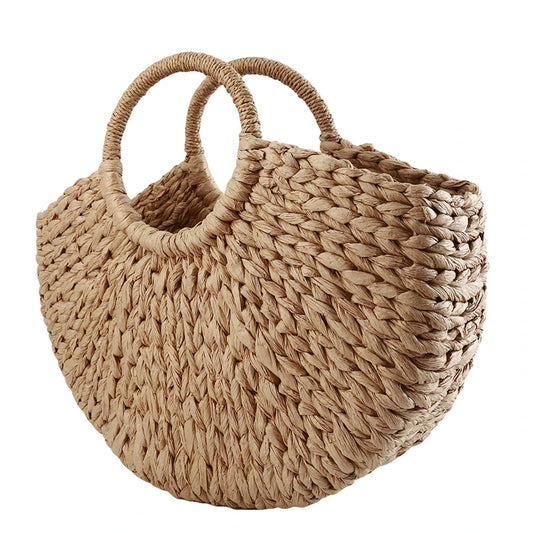 Women Straw Handbags Woman Handmade Woven Basket weave Handbag