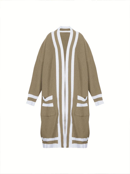 Plus Size Women's Long Sleeve V-Neck Maxi Cardigan Button Down Thick Casual Cardigan