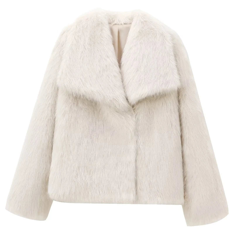 Women's Fur Coat Plush Burgundy Bomber Jacket Solid Crop Jacket Winter Coats