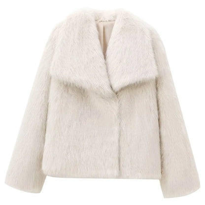 Women's Fur Coat Plush Burgundy Bomber Jacket Solid Crop Jacket Winter Coats
