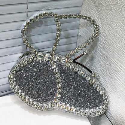 White Rhinestone Pink Butterfly Wedding Evening Clutches Party Prom Purse