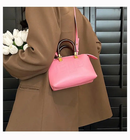 PU Leather Boston Bag Women's Shoulder Bag - Stylish Handbag for Work, Casual Purse